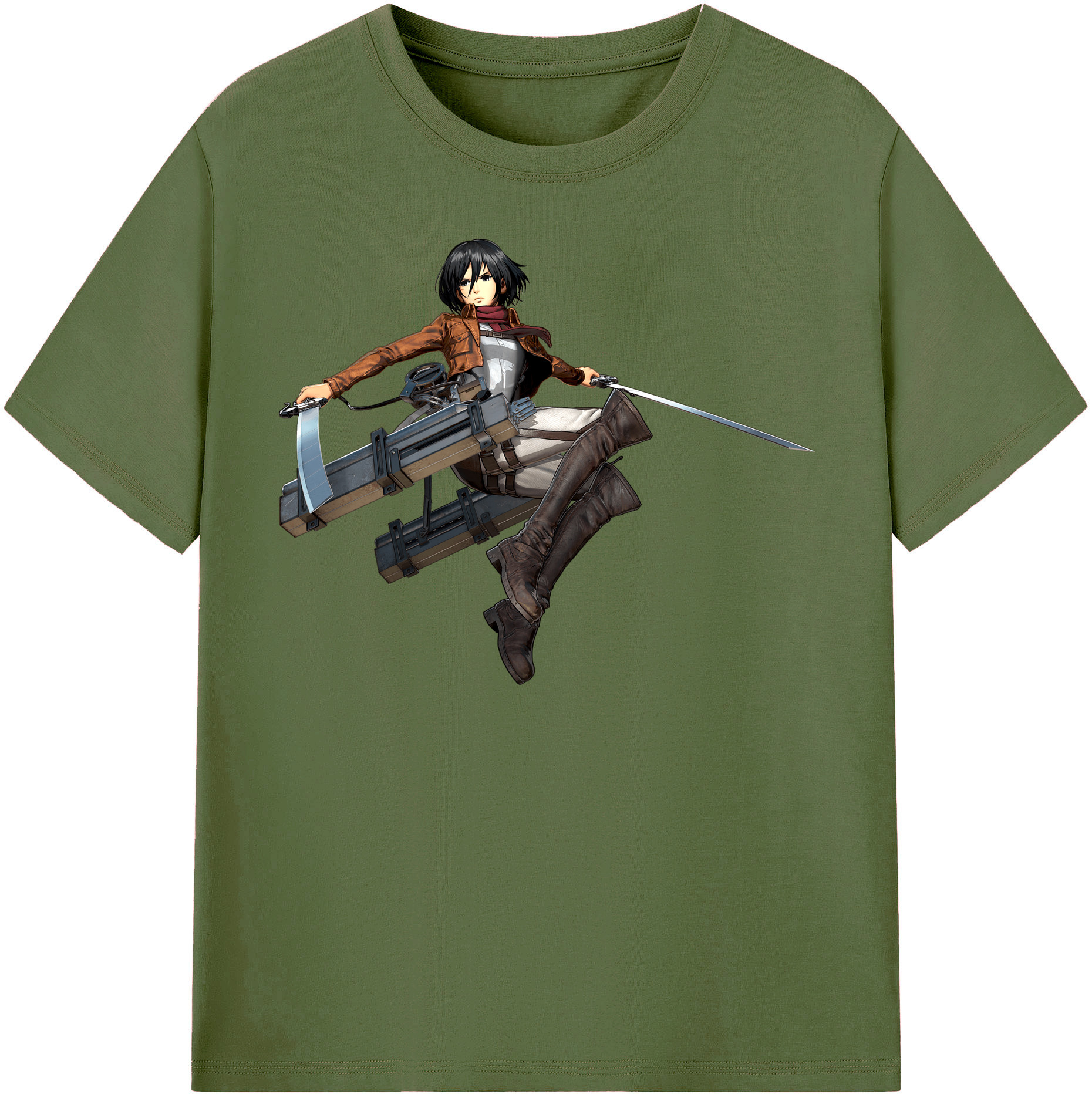 （画像用） 進撃の巨人 ミカサ·アッカーマン Attack on Titan Mikasa Ackerman 綿100％半袖Tシャツ（フロントプリント）